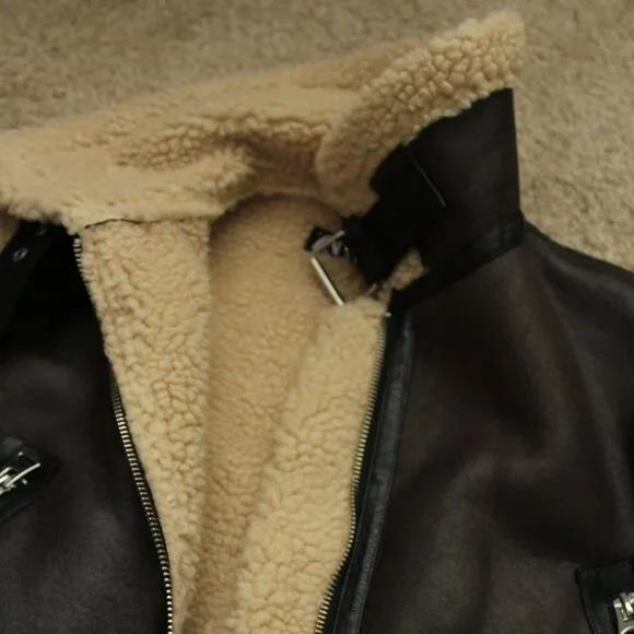 Zara Cropped Double Faced Vest Dark Brown - Picture 2 of 6